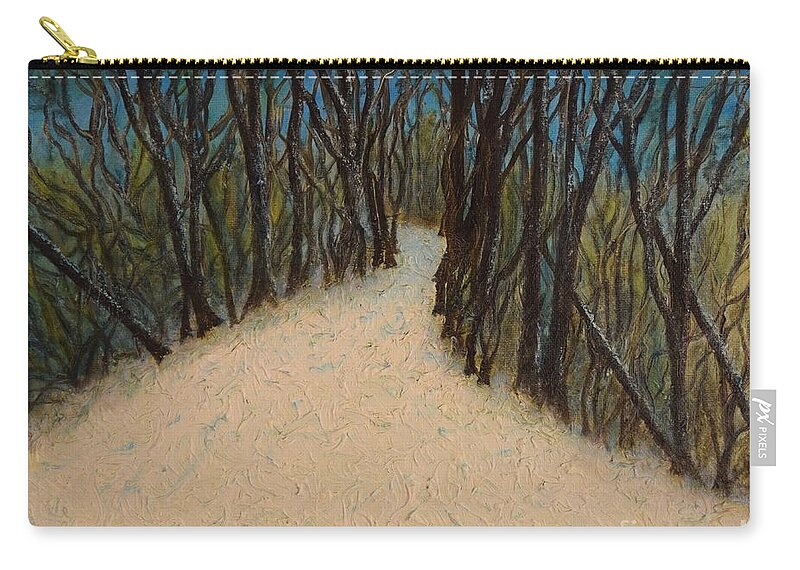  Zip Pouch featuring the painting Snowy Path by Barrie Stark