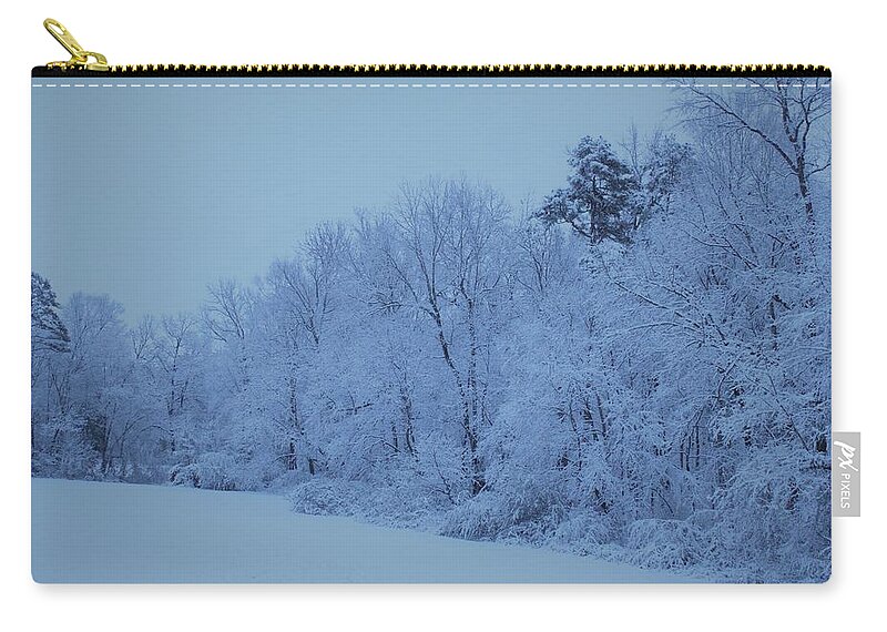 Snow Zip Pouch featuring the photograph Snowy White Limbs with Arctic Filter by Ali Baucom