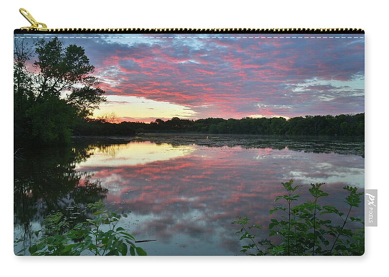 Snug Harbor Zip Pouch featuring the photograph Snug Harbor Sunrise Reflection by Ray Mathis