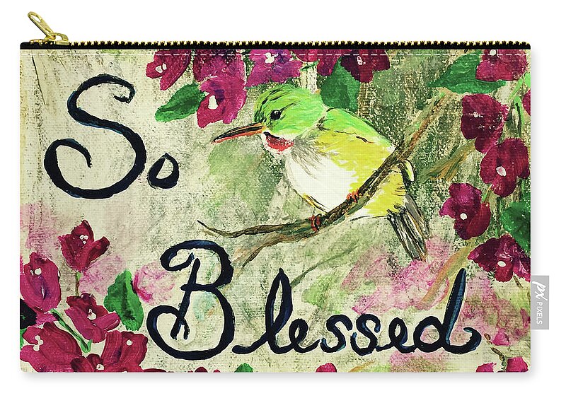 Cuban Tody Bird Zip Pouch featuring the painting So Blessed by Janis Lee Colon