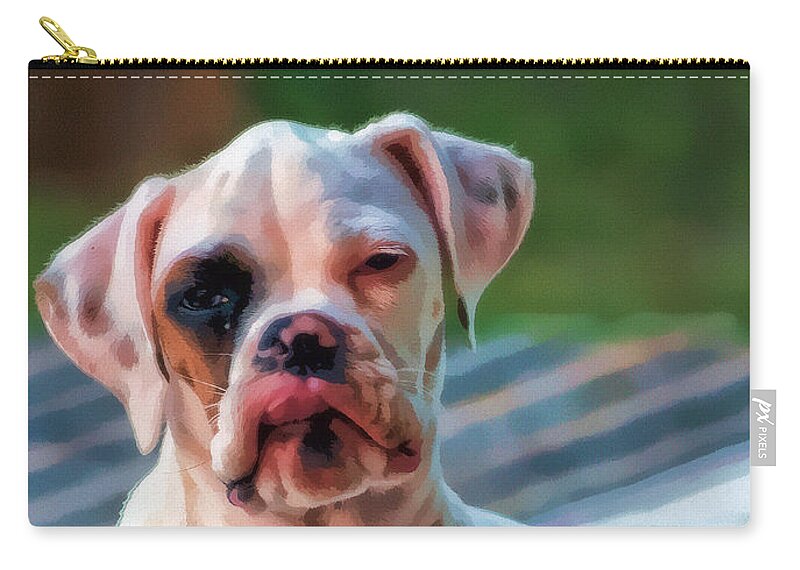 Dog Zip Pouch featuring the digital art So Proud by Kathy Tarochione