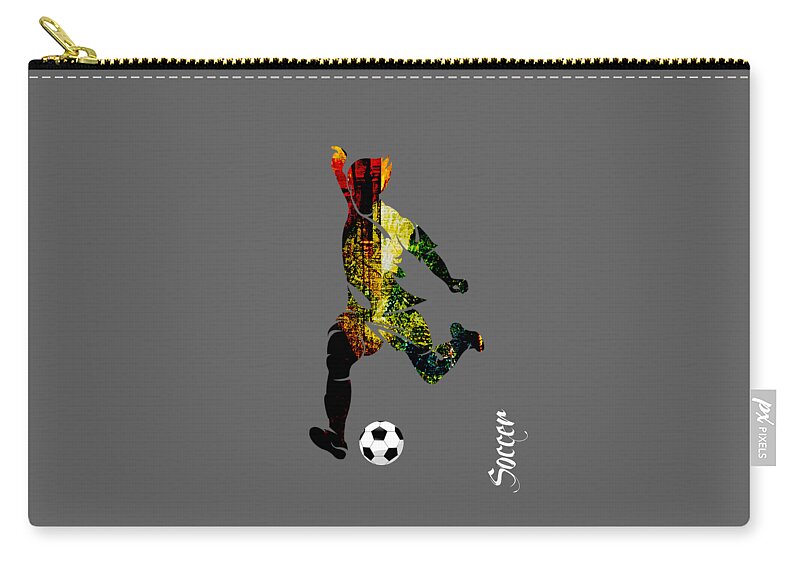 Soccer Zip Pouch featuring the mixed media Soccer Collection by Marvin Blaine