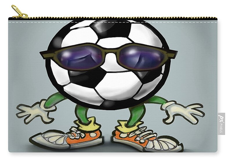 Soccer Zip Pouch featuring the digital art Soccer Cool by Kevin Middleton