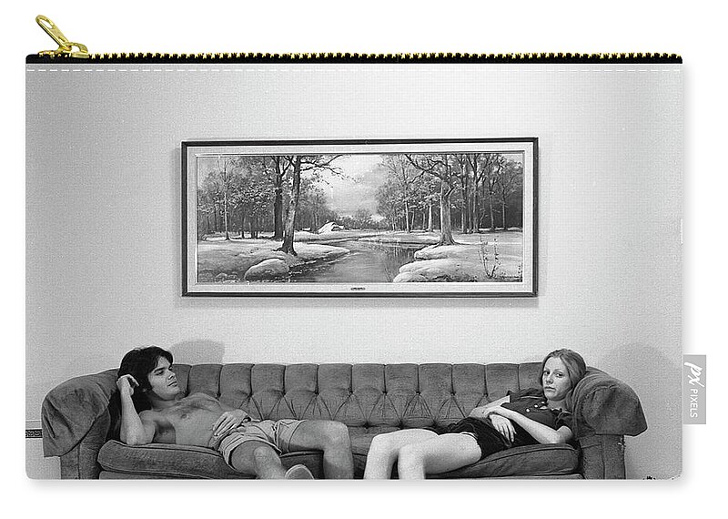 Sofa Art Zip Pouch featuring the photograph Sofa-Sized Picture, With Light Switch, 1973 by Jeremy Butler