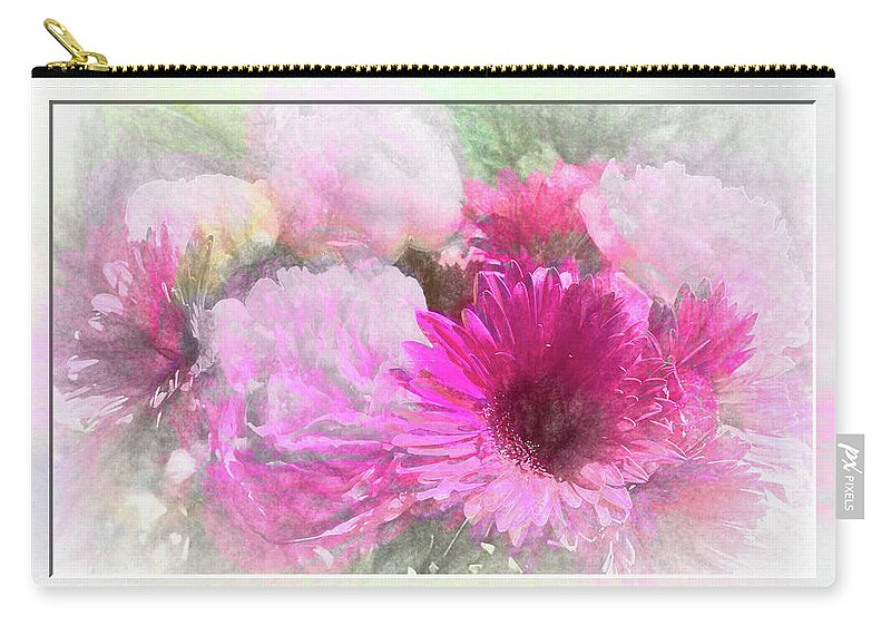 Flower Impressions Zip Pouch featuring the photograph Soft Pink Gerbera by Natalie Rotman Cote