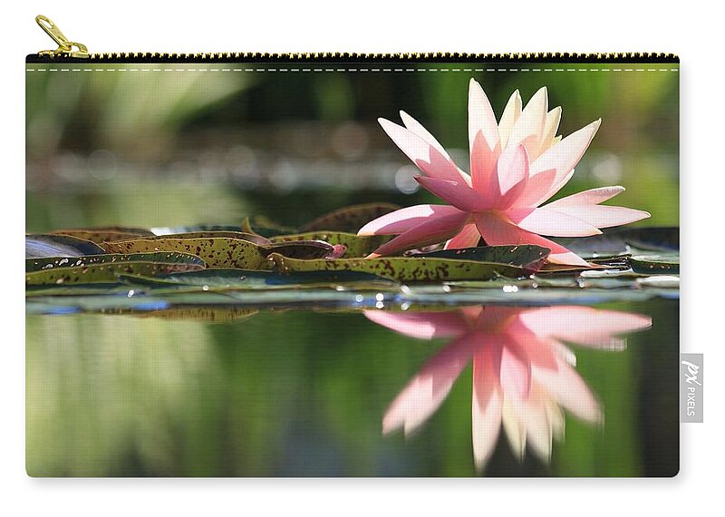  Soft Pink Water Lily Zip Pouch featuring the photograph Soft Pink Water Lily by Carol Montoya