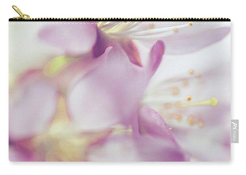 Jenny Rainbow Fine Art Photography Zip Pouch featuring the photograph Softly Spoken. Spring Sakura Blossom by Jenny Rainbow