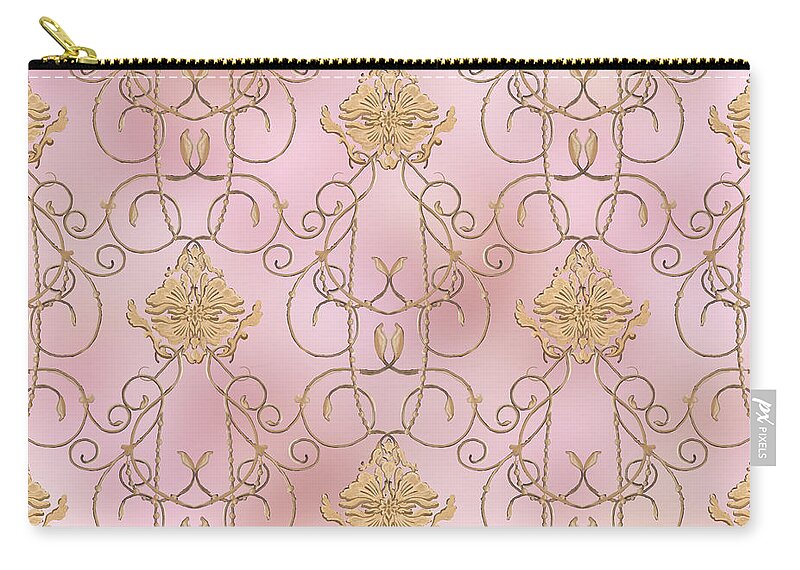 French Zip Pouch featuring the painting Softly Summer - French Parisian Apartment Damask Lilac by Audrey Jeanne Roberts