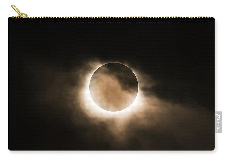 Eclipse Zip Pouch featuring the photograph Solar Eclipse ii by Ryan Heffron