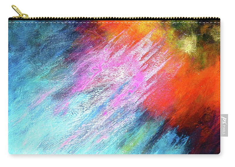 Title: Solar Vibrations. Fantasies In Space. A Series Of Acrylic Paintings On Canvas. Zip Pouch featuring the painting Solar Vibrations. acrylic abstract painting by Robert Birkenes
