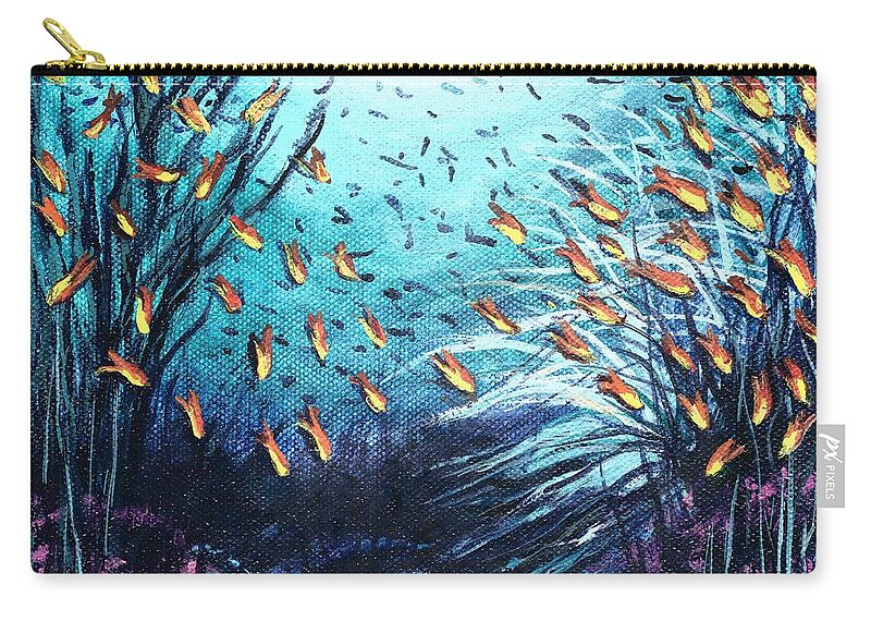 #worldoceansday #environmentalart #oceans #fish #coral #oceanconservation #environment Zip Pouch featuring the painting Soldier Fish and Coral by Allison Constantino