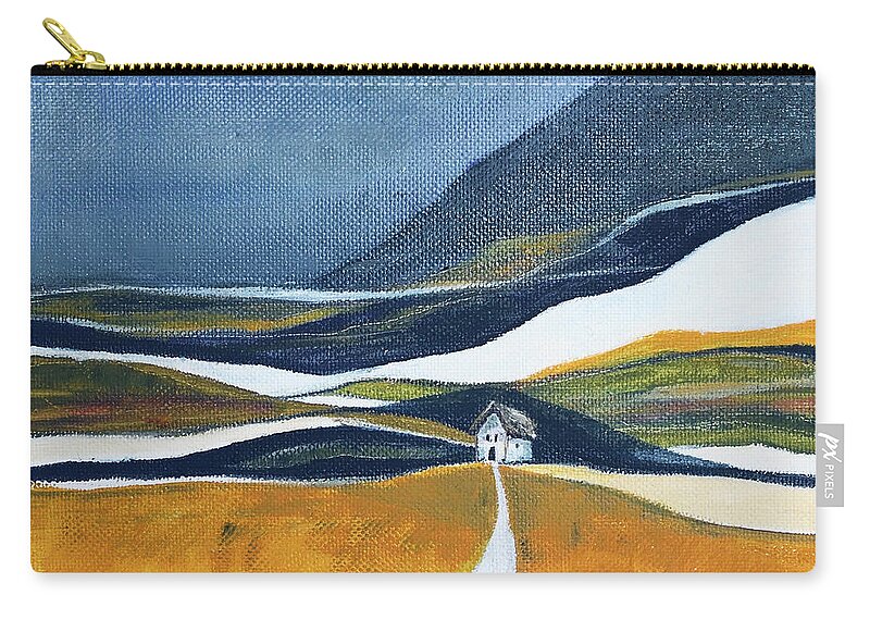 Landscape Zip Pouch featuring the painting Solitude by Aniko Hencz
