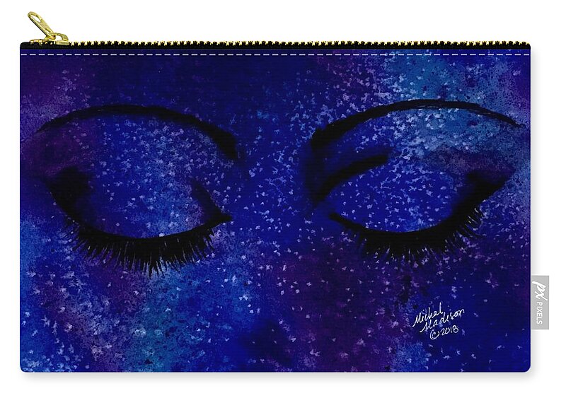 Cosmic Zip Pouch featuring the painting Solitude by Michal Madison