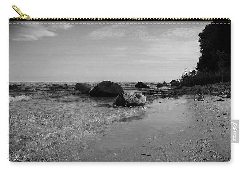 Harrington Beach State Park Zip Pouch featuring the photograph Solitude On The Beach As Day Ends by Janice Adomeit