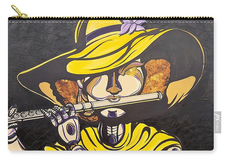 Canvas Zip Pouch featuring the mixed media Solo in the Shadows by Demitrius Motion Bullock