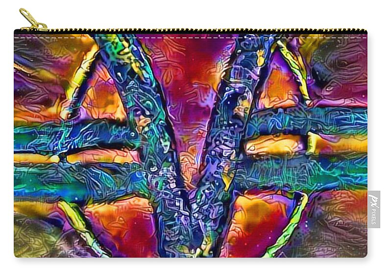 Janice Lohman Zip Pouch featuring the digital art SOM Symbol - Multi E101 by Artistic Mystic