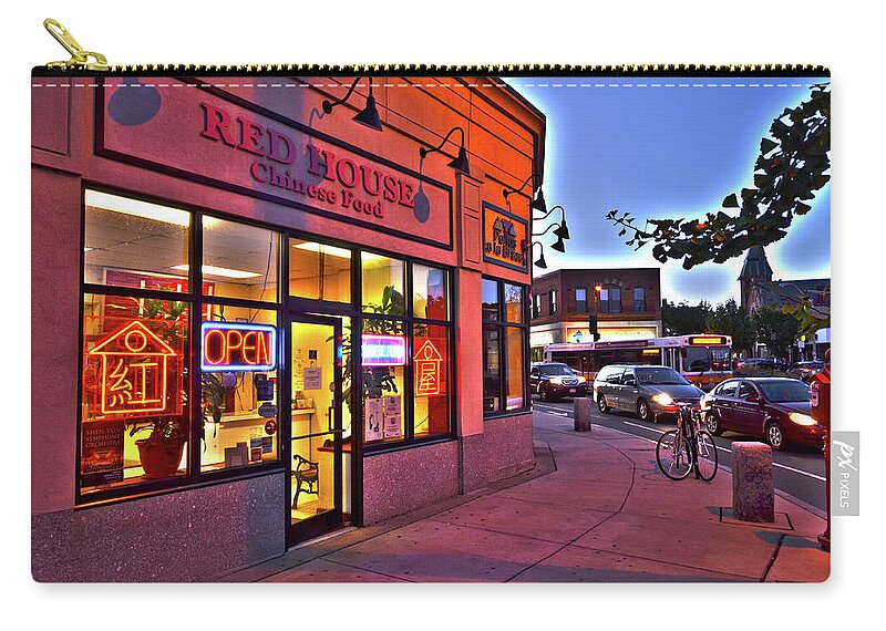 Somerville Zip Pouch featuring the photograph Somerville Red House Union Square Somerville MA by Toby McGuire