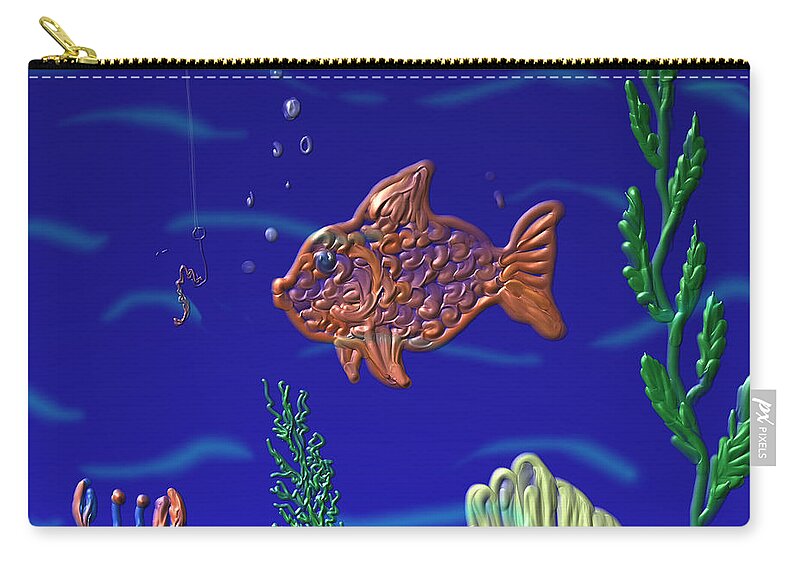 Fish Zip Pouch featuring the painting Something Fishy by Kevin Caudill
