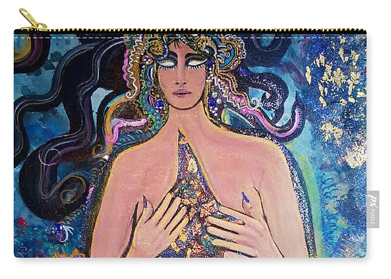 Oracle Zip Pouch featuring the painting Something Mystical by Tracy Mcdurmon