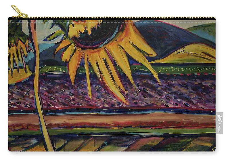 Sunflower Zip Pouch featuring the painting Somewhere in France by Catherine Gruetzke-Blais