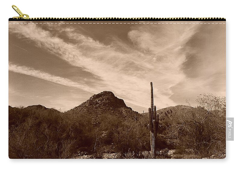 Sonoran Desert Sky Zip Pouch featuring the painting Sonoran Desert Sky by Bill Tomsa