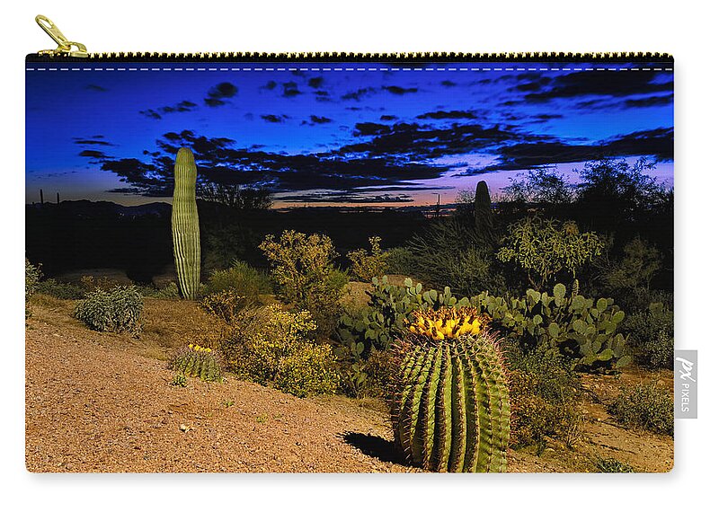 Cactus Zip Pouch featuring the photograph Sonoran Twilight by Mark Myhaver