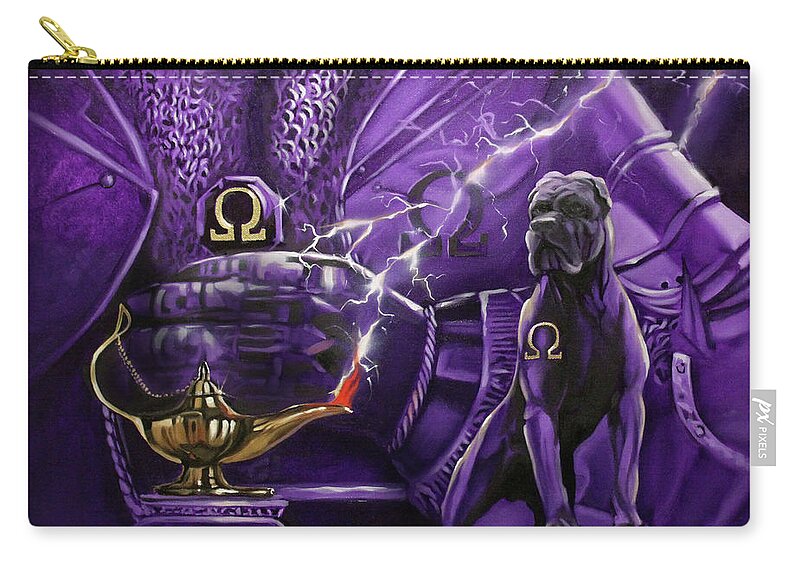 Omega Psi Phi Zip Pouch featuring the painting Sons of Blood and Thunder by Jerome White