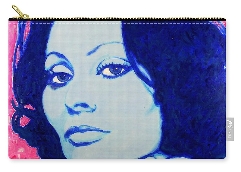 Sophia Loren Carry-all Pouch featuring the painting Sophia Loren Pop Art Portrait by Bob Baker
