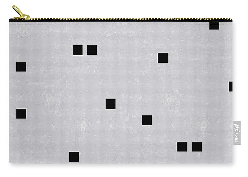 Sophisticated Carry-all Pouch featuring the digital art Sophisticated decor pattern, black square confetti, grey linen texture by Tina Lavoie