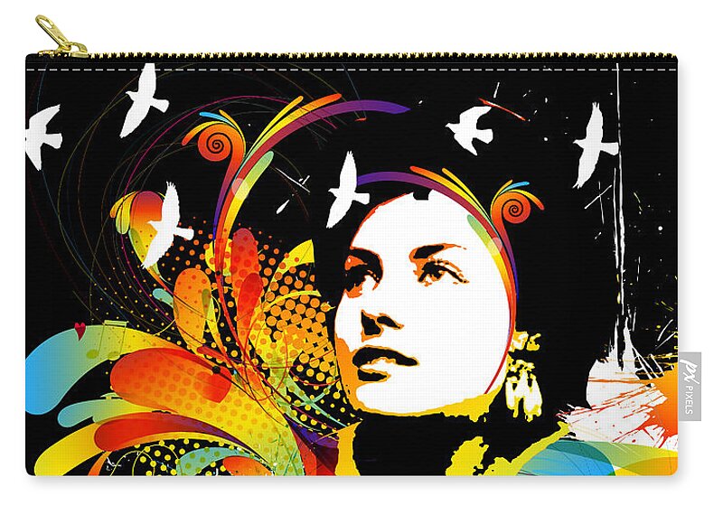 Nostalgic Seduction Zip Pouch featuring the mixed media Nostalgic Seduction - Soul Explosion II by Chris Andruskiewicz
