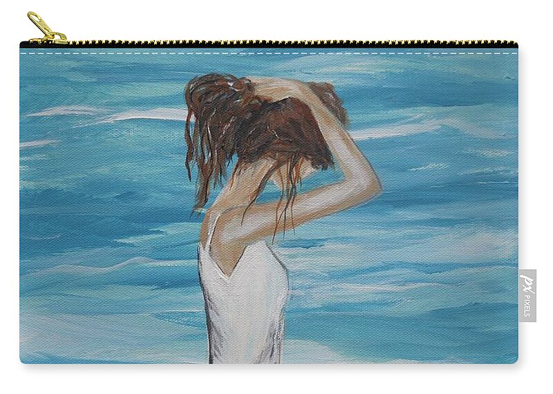 Woman Zip Pouch featuring the painting Sound of Solitude by Leslie Allen