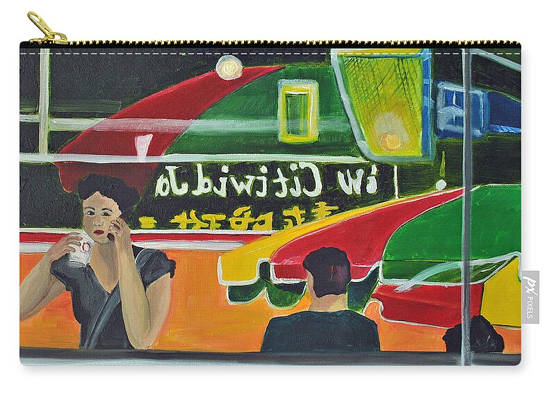  City Scenes Carry-all Pouch featuring the painting Soup for One by Patricia Arroyo