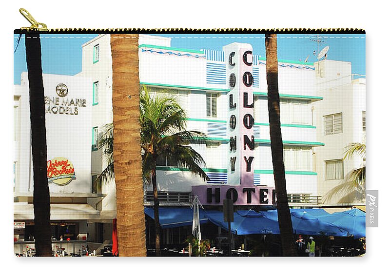 Miami Beach Zip Pouch featuring the photograph South Beach Day by James Kirkikis