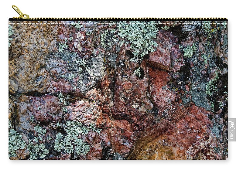 Lichen Zip Pouch featuring the photograph South Dakota Lichen by Ira Marcus