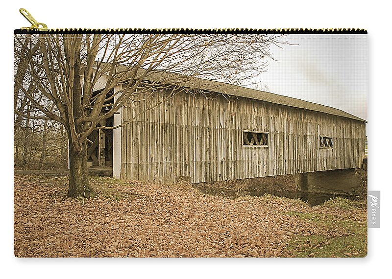 America Zip Pouch featuring the photograph South Denmark Rd Covered Bridge by Jack R Perry