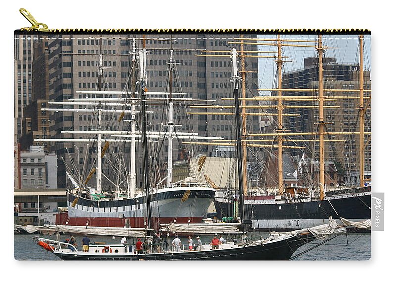 Pioneer Zip Pouch featuring the photograph South Street Seaport Pioneer by Christopher J Kirby
