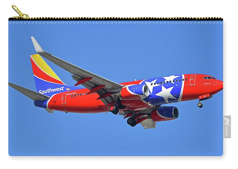 Airplane Zip Pouch featuring the photograph Southwest 737-7H4 N922WN Tennessee One Phoenix Sky Harbor November 28 2017 by Brian Lockett