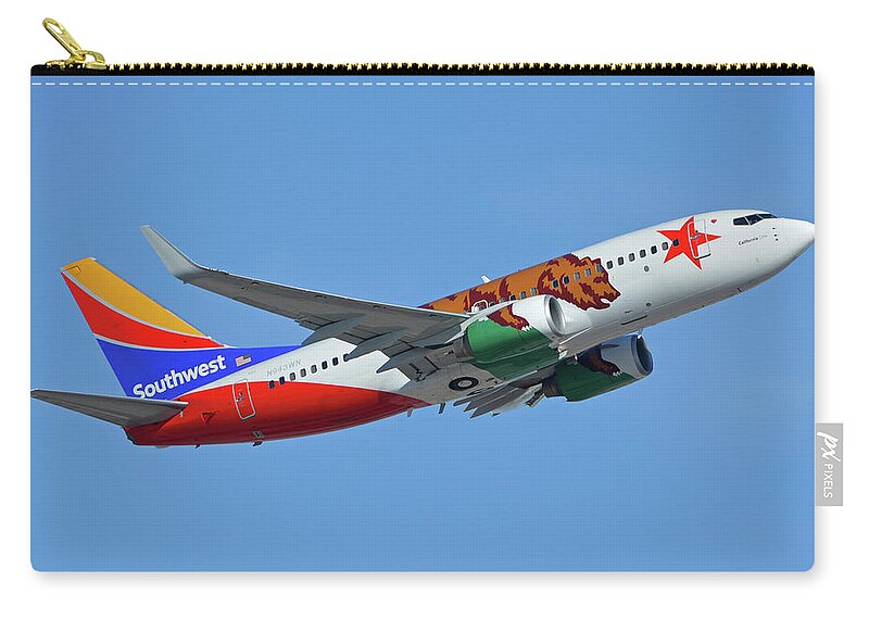 Airplane Zip Pouch featuring the photograph Southwest Boeing 737-7H4 N943WN California One Phoenix Sky Harbor October 16 2017 by Brian Lockett
