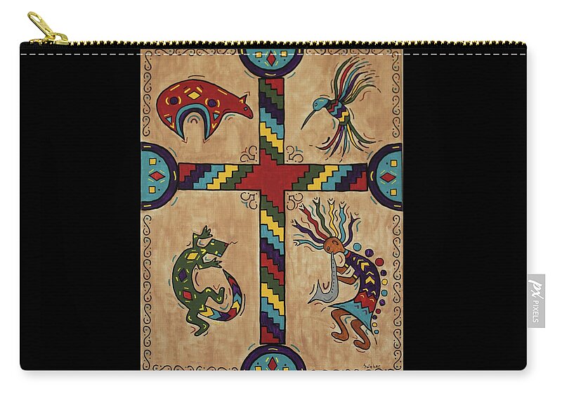 Cross Zip Pouch featuring the painting Southwestern Cross by Susie WEBER