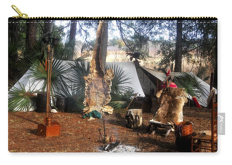 Seminole Indian Camp Zip Pouch featuring the photograph Sp20 by David Lee Thompson