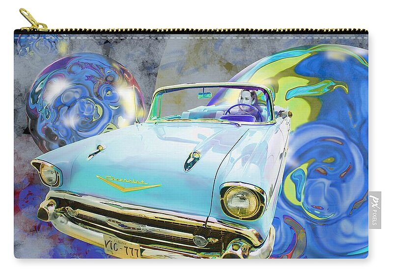 Victor Shelley Zip Pouch featuring the digital art Larkspur Blue by Victor Shelley