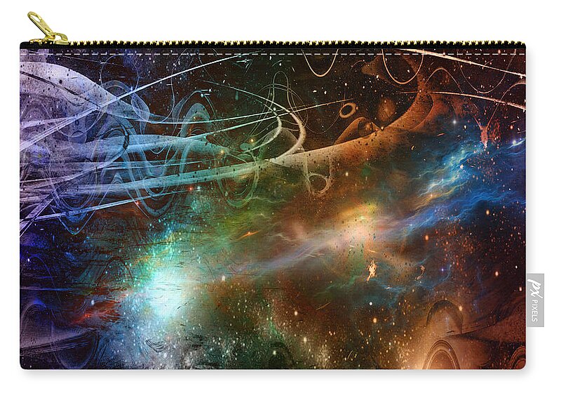 Space Time Continuum Zip Pouch featuring the digital art Space Time Continuum by Linda Sannuti