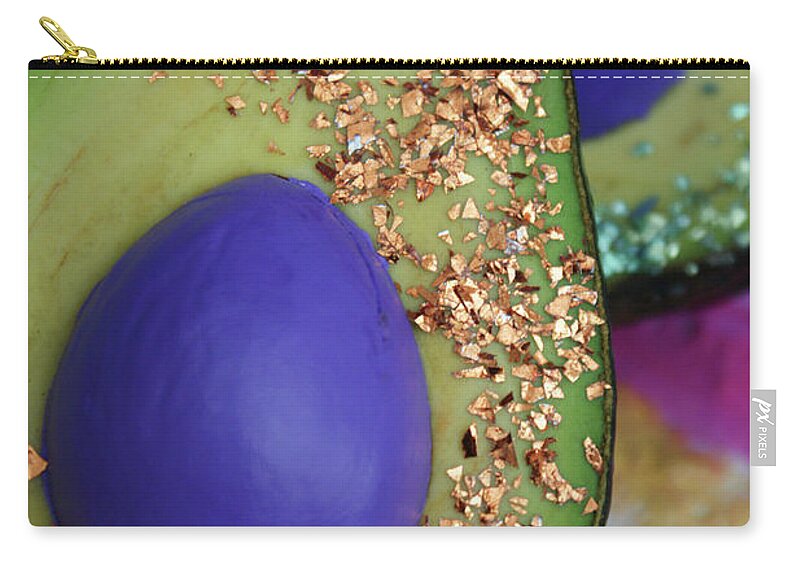 Spaceocados Space Avocado Zip Pouch featuring the mixed media Spaceocados 2 by Judy Henninger