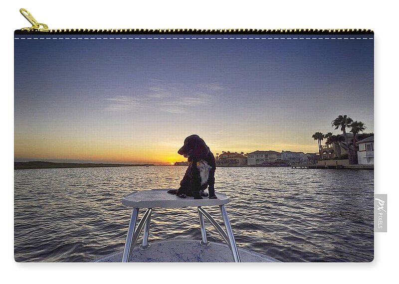 Spaniel Zip Pouch featuring the photograph Spaniel at Sunset by Kristina Deane