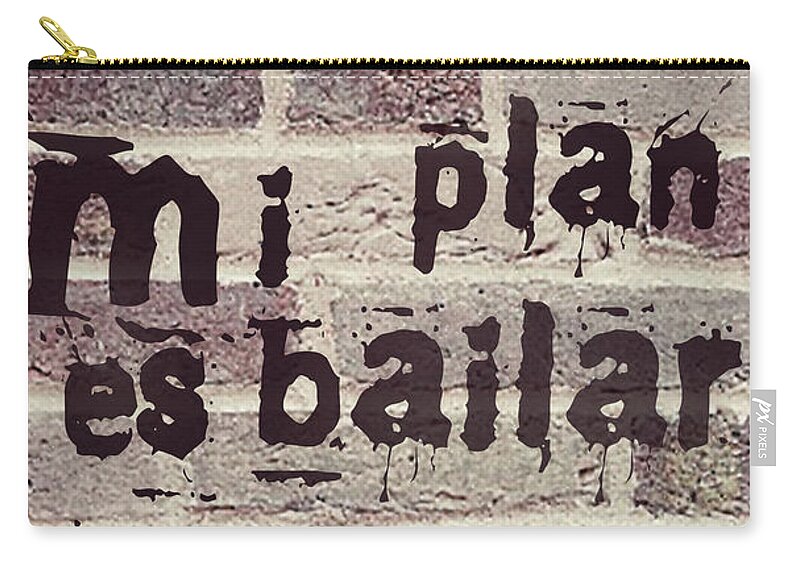 Latino Zip Pouch featuring the mixed media Spanish Plan de Baile - Plan to Dance brick by Hw