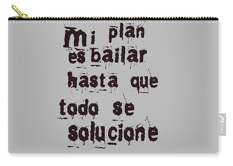 Latino Zip Pouch featuring the mixed media Spanish Plan de Baile - Plan to Dance by Hw