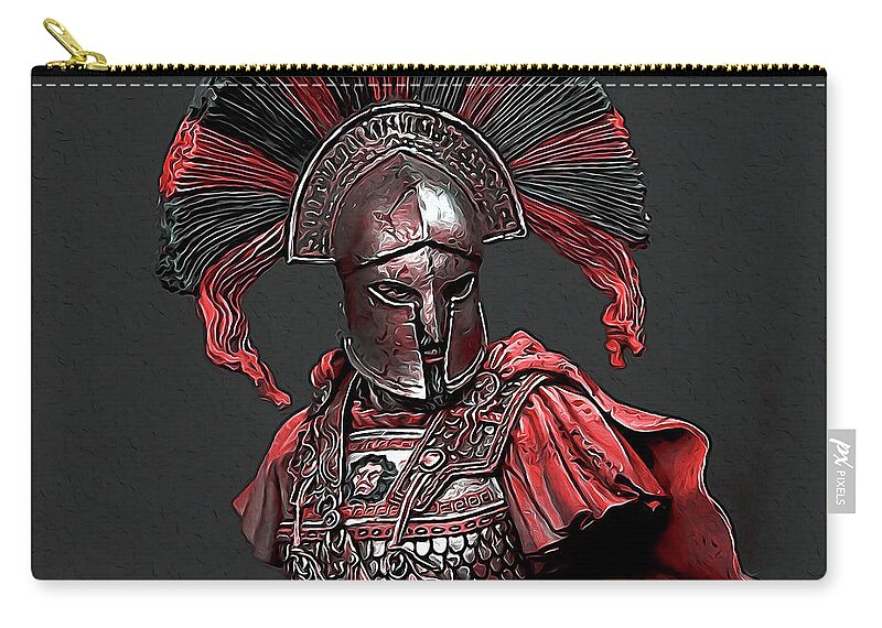 Spartan Warrior Zip Pouch featuring the painting Spartan General by AM FineArtPrints