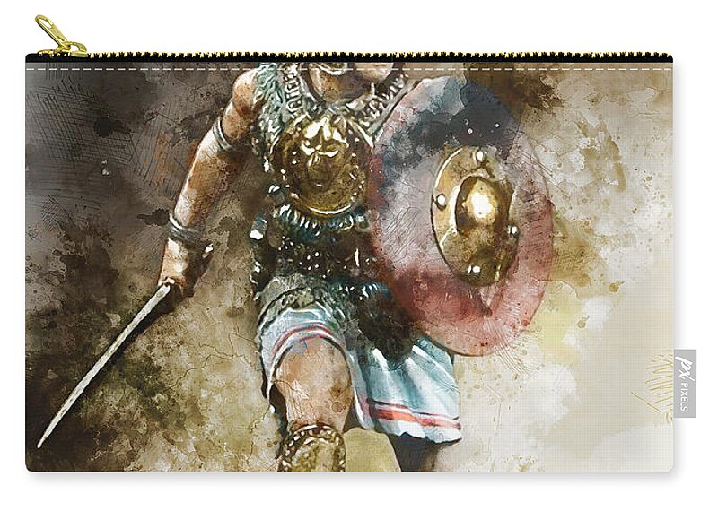 Spartan Warrior Zip Pouch featuring the painting Spartan Hoplite - 10 by AM FineArtPrints