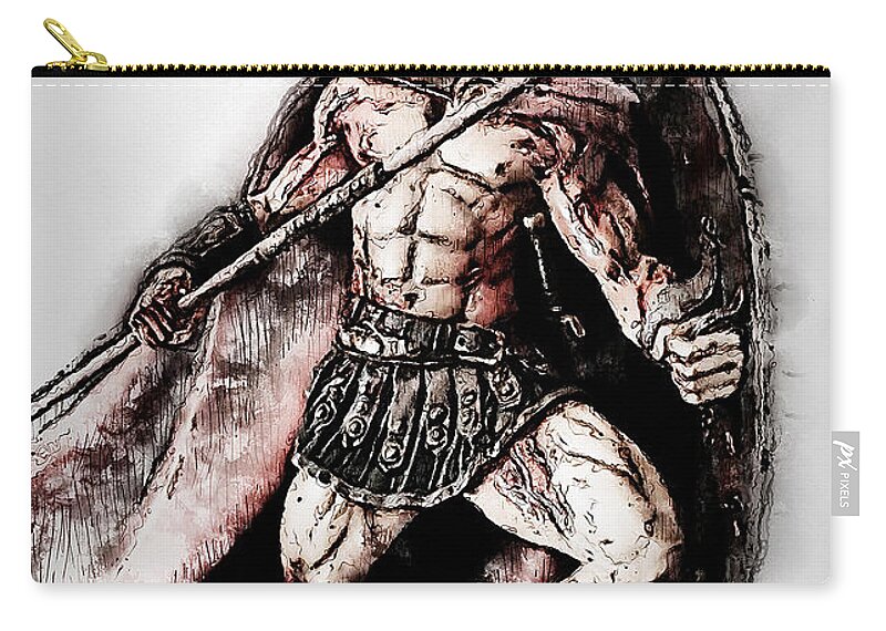 Spartan Warrior Zip Pouch featuring the painting Spartan Hoplite - 22 by AM FineArtPrints