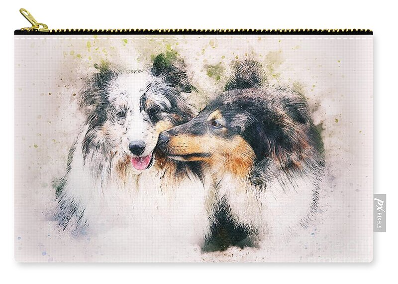 Kisses Zip Pouch featuring the digital art Special kisses by Kathy Tarochione